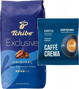 Kawa ziarnista Tchibo Exclusive Original 1kg + Eduscho Caffe Crema 100g 1