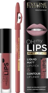 Eveline OH my Lips Eveline OH my Lips zestaw do makijażu ust matowa pomadka w płynie + kredka do ust 4ml Deep Coral (15) 2