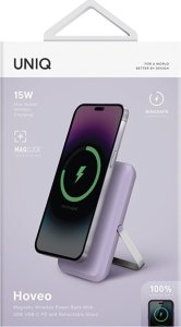UNIQ Powerbank Hoveo 5000mAh USB-C 20WPD Fast charge Wireless Magnetic liliowy/lilac lavender 7