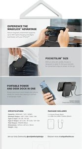 UNIQ Powerbank Hoveo 5000mAh USB-C 20WPD Fast charge Wireless Magnetic liliowy/lilac lavender 8