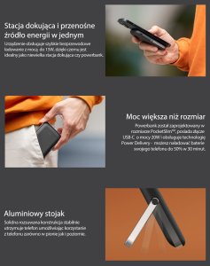 UNIQ Powerbank Hoveo 5000mAh USB-C 20WPD Fast charge Wireless Magnetic liliowy/lilac lavender 10