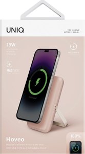 UNIQ Powerbank Hoveo 5000mAh USB-C 20WPD Fast charge Wireless Magnetic różowy/blush pink 7