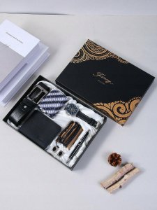 Zestaw Prezentowy Dla Mężczyzny Portfel Pasek Zegarek Bransoletka Długopis 9