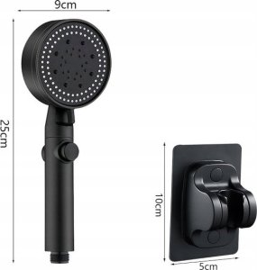 Zestaw Prysznicowy Słuchawka 5 Funkcji Wąż Uchwyt Na Ścianę Natrysk Czarny 10