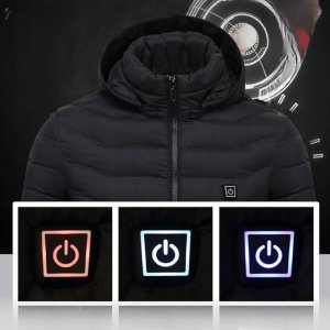 Kurtka Podgrzewana 21 Stref Na Usb Zimowa Ogrzewana Ciepła Czarna Długa Xl 14