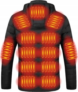Kurtka Podgrzewana 21 Stref Na Usb Zimowa Ogrzewana Ciepła Czarna Długa Xl 4