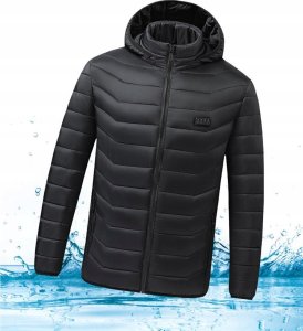 Kurtka Podgrzewana 21 Stref Na Usb Zimowa Ogrzewana Ciepła Czarna Długa Xl 8