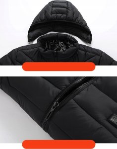 Kurtka Podgrzewana 21 Stref Na Usb Zimowa Ogrzewana Ciepła Czarna Długa Xl 10