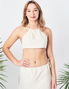 Strój na saunę BEMBEA FROTTE z figami OEKO-TEX Standard YEYE Made in Nature FEL 2