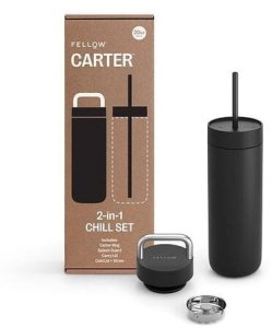Fellow - Carter Chill Set 2 w 1 - Kubek termiczny + 2 nakrętki - Czarny 591 ml 1