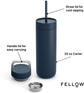 Fellow - Carter Chill Set 2 w 1 - Kubek termiczny + 2 nakrętki - Granatowy 591 ml 2