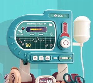 Zestaw Lekarza Dla Dzieci Zestaw Doktor Wózek Ekg Dźwięk Światło Termometr 8