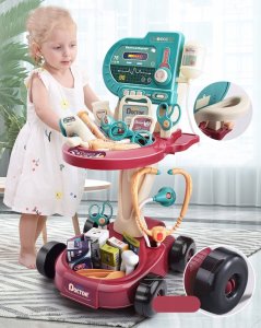 Zestaw Lekarza Dla Dzieci Zestaw Doktor Wózek Ekg Dźwięk Światło Termometr 10
