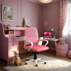 Fotel Obrotowy Różowy Młodzieżowy Krzesło Obrotowe Dla Dziecka Różowe NATE 2