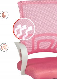 Fotel Obrotowy Różowy Młodzieżowy Krzesło Obrotowe Dla Dziecka Różowe NATE 5