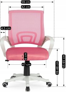 Fotel Obrotowy Różowy Młodzieżowy Krzesło Obrotowe Dla Dziecka Różowe NATE 7