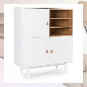 Komoda Biała 100 Trzydrzwiowa VEDDE Styl Skandynawski Do Salonu Sypialni 3