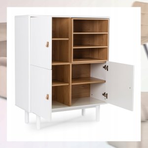 Komoda Biała 100 Trzydrzwiowa VEDDE Styl Skandynawski Do Salonu Sypialni 4