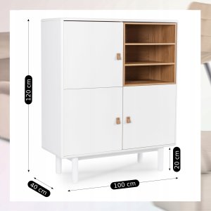 Komoda Biała 100 Trzydrzwiowa VEDDE Styl Skandynawski Do Salonu Sypialni 6