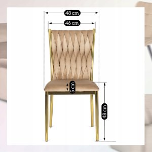 Krzesło Tapicerowane Plecione Glamour DAN Beżowe Do Jadalni Salonu Toaletki 13