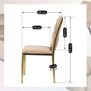 Krzesło Tapicerowane Plecione Glamour DAN Beżowe Do Jadalni Salonu Toaletki 14
