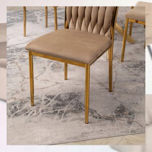 Krzesło Tapicerowane Plecione Glamour DAN Beżowe Do Jadalni Salonu Toaletki 6