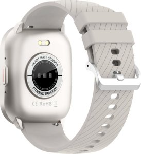 Prostokątny smartwatch srebrny sportowy z dwoma paskami zestaw 2