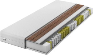 IZER Materac GoldPLUS+ 80x190 cm z podwójnym KOKOSEM | dwustronny H3 i H5| 7 stref | rdzeń ze sprężyn kieszeniowych | pokrowiec pikowany | materac sprężynowy. 2