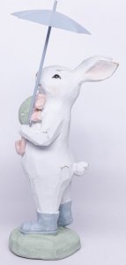Dekoracja - Królik w kaloszach i pod parasolem 29x9x13 cm GINO 2