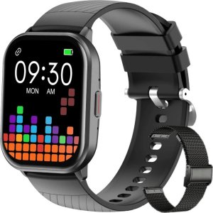 Smartwatch czarny sportowy z dwoma paskami zestaw 10