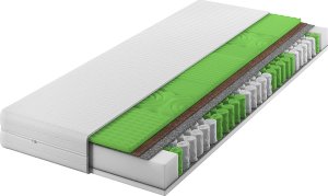 Materac sprężynowy 180x200|Dwustronny H3/H4| 7 stref |Rdzeń ze sprężyn kieszeniowych |KOKOS |Pianka do masażu |Pikowany pokrowiec |Materac sprężynowy 2