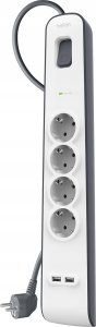 Belkin Listwa zasilająca przeciwprzepięciowa 525J, 4 gniazda Schuko, 2x USB-A, 2m 2