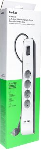 Belkin Listwa zasilająca przeciwprzepięciowa 525J, 4 gniazda Schuko, 2x USB-A, 2m 5