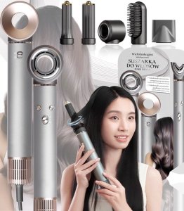 Suszarka do włosów 5w1 wielofunkcyjna, 3 prędkości nawiewu, 3 poziomy temperatury, zimny nawiew, jonizacja, do suszenia, loków, wygładzania 2