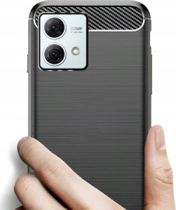 Etui do Motorola Moto G84 (Czarne, Karbon, Pancerne, Case)   Szkło 9H 4