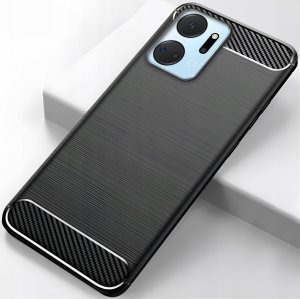 Etui do Honor X7a (Czarne, Karbon, Pancerne, Case, Plecki)   Szkło 9H 2