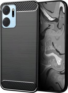 Etui do Honor X7a (Czarne, Karbon, Pancerne, Case, Plecki)   Szkło 9H 6