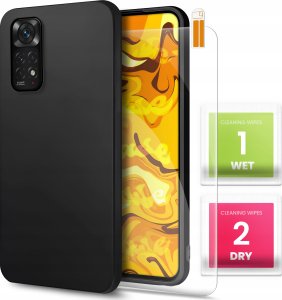 Etui do Xiaomi Redmi Note 11 4G / 11s 4G (Czarne, Slim, Silikon)   SZKŁO 9H 1