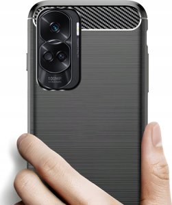 Etui do Honor 90 Lite 5G (Czarne, Karbon, Pancerne, Case, Plecki)   Szkło 3