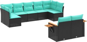 9-cz. zestaw wypoczynkowy do ogrodu, z poduszkami, czarny 2