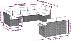9-cz. zestaw wypoczynkowy do ogrodu, z poduszkami, czarny 8
