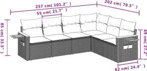 6-cz. zestaw wypoczynkowy do ogrodu, z poduszkami, czarny 8