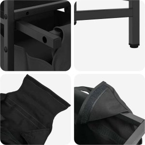 Kosz na pranie 2 przegrody z półkami, czarny dąb 11