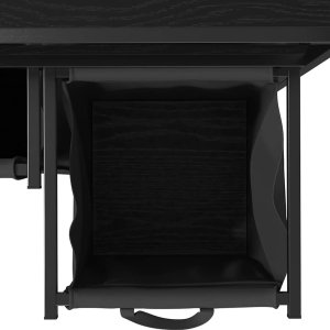 Kosz na pranie 2 przegrody z półkami, czarny dąb 12