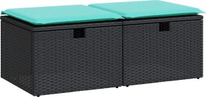 2-cz. zestaw mebli z poduszkami, czarny, polirattan i akacja 2