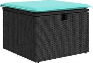 2-cz. zestaw mebli z poduszkami, czarny, polirattan i akacja 4