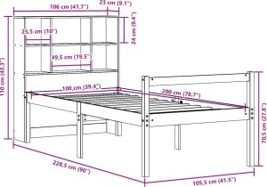 Łóżko z regałem, bez materaca, 100x200 cm, sosnowe 12