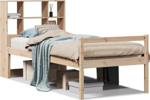 Łóżko z regałem, bez materaca, 100x200 cm, sosnowe 2