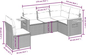 5-cz. zestaw wypoczynkowy do ogrodu, z poduszkami, czarny 8