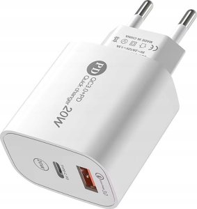 Ładowarka sieciowa A6MaxL 20W USB-A USB-C z kablem USB-C - USB-C 1m - biała 3